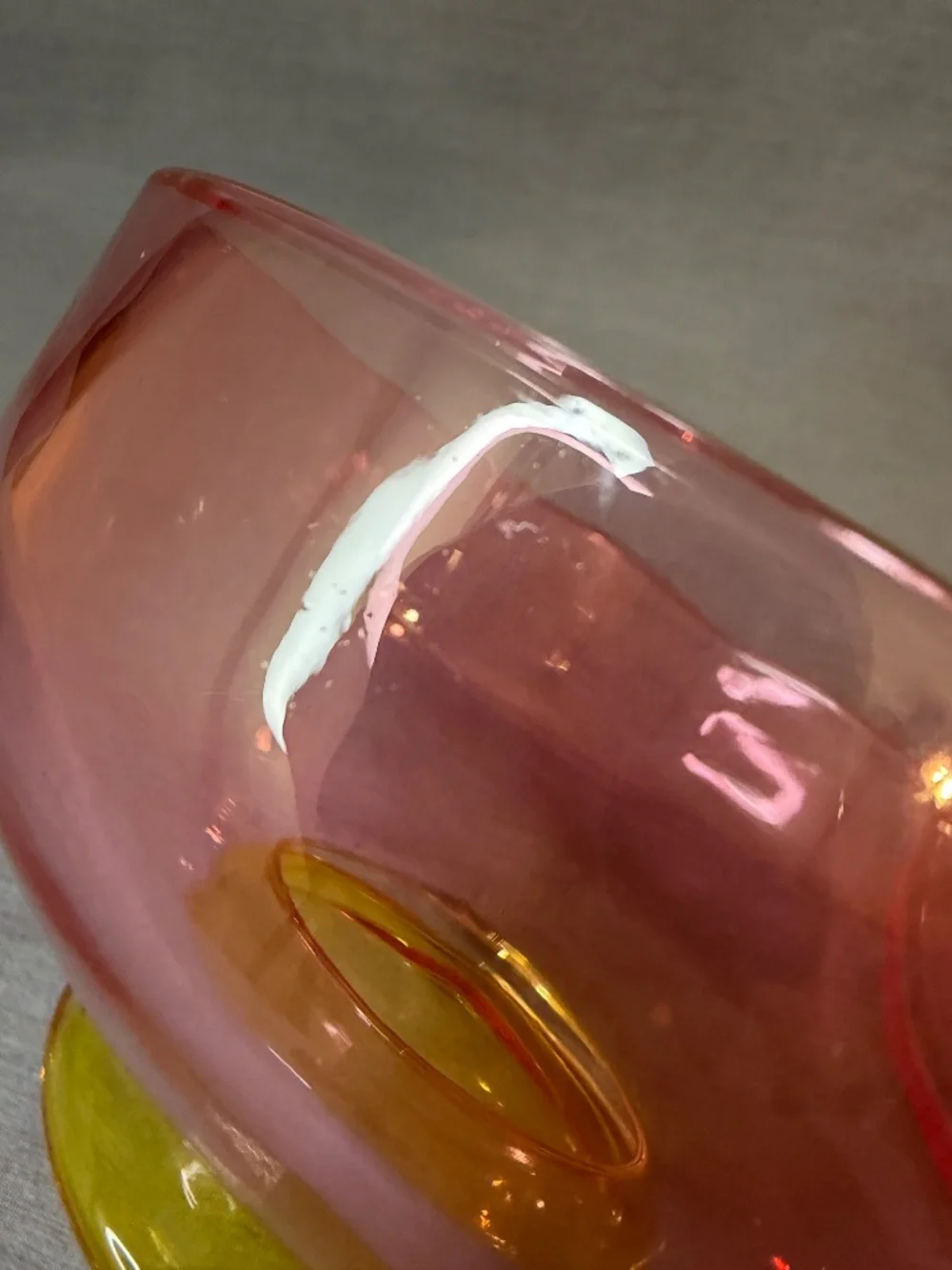Pink Glass Bowl w/Lid Yellow Base Target Bullseye Acai Cereal Ice Cream Cheese